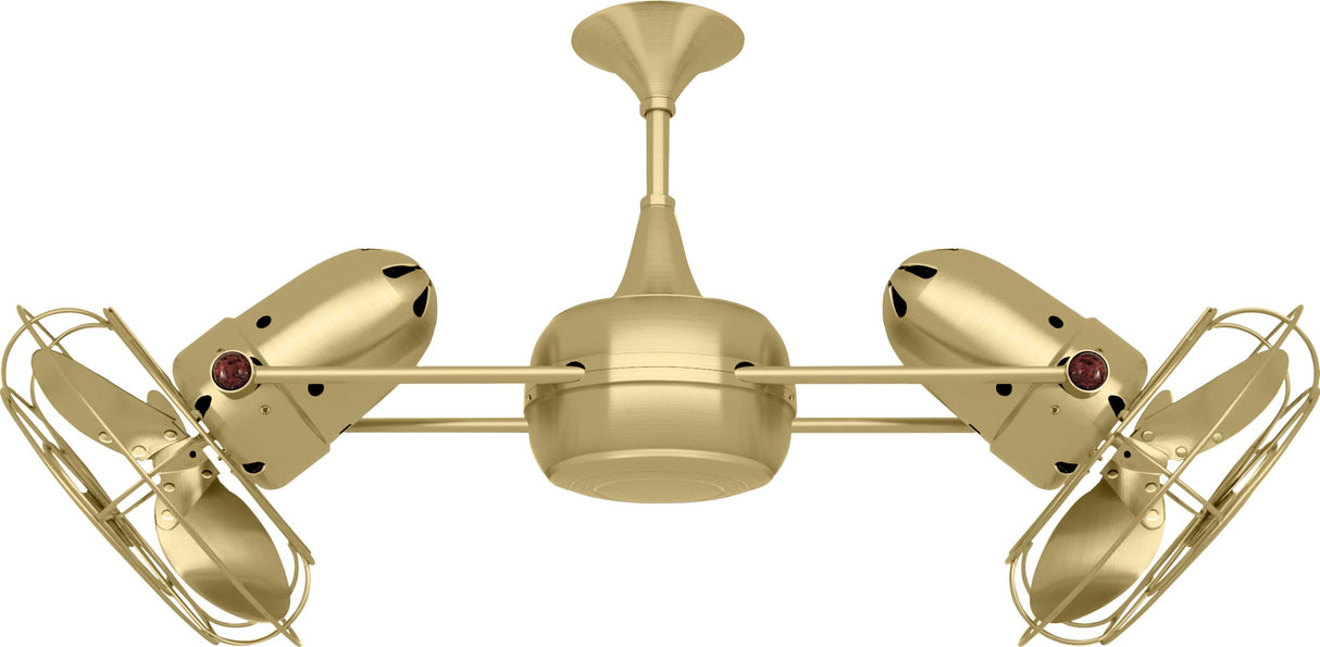 Matthews Fan DD-BRBR-MTL Duplo Dinamico 360” rotational dual head ceiling fan in Brushed Brass finish with Metal blades.