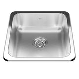 KINDRED QSA1616-6N Steel Queen 16.13-in LR x 16.13-in FB x 6-in DP Drop In Single Bowl Stainless Steel Hospitality Sink In Satin Finished Bowl with Mirror Finished Rim