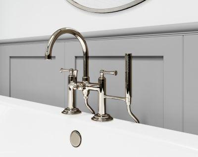 Pfister Polished Nickel Tisbury Deck Mounted Tub Filler LG6-2TBD