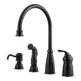 Avalon 1-Handle Kitchen Faucet with Side Spray & Soap Dispenser in Tuscan Bronze