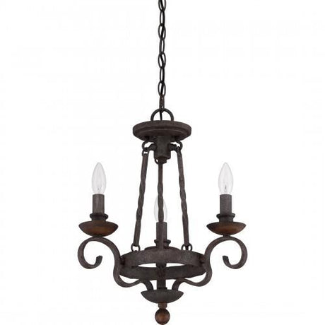 Quoizel NBE5303RK Noble Chandelier 3-light rustic black Chandelier