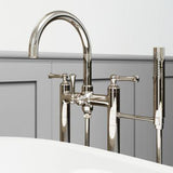 Tisbury Traditional 2-Handle Tub Filler with Hand Shower in Polished Nickel