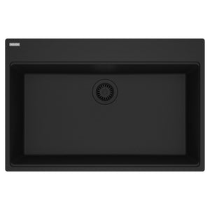 FRANKE MAG61031-MBK Maris Topmount 33-in x 22-in Granite Single Bowl Kitchen Sink in Matte Black In Matte Black