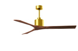 Matthews Fan NK-BRBR-WA-60 Nan 6-speed ceiling fan in Brushed Brass finish with 60” solid walnut tone wood blades