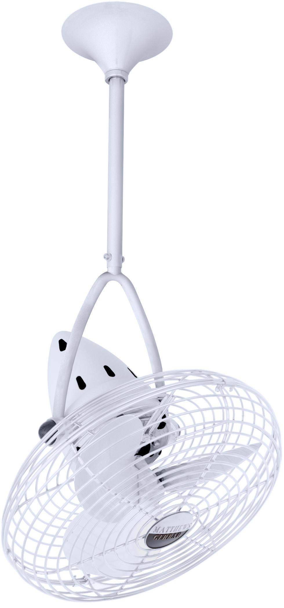 Matthews Fan JD-WH-MTL Jarold Direcional ceiling fan in Gloss White finish with metal blades.