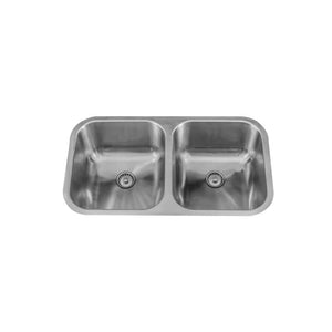 LENOVA PC-SS-CL-D1-16 Undermount Double Bowl 32-3/8 x 18-1/4 9 - Brushed Satin UNDERMOUNT KITCHEN SINK Kitchen,Kitchen Sinks,Undermount Sinks, 16 Gauge Classic PermaClean Sink Collection