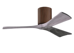 Matthews Fan IR3H-WN-BW-42 Irene-3H three-blade flush mount paddle fan in Walnut finish with 42” solid barn wood tone blades. 