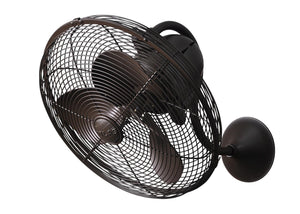 Matthews Fan LL-TB Laura 90° oscillating 3-speed wall fan in textured bronzed finish.