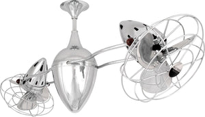 Matthews Fan AR-CR-MTL-DAMP Ar Ruthiane 360° dual headed rotational ceiling fan in polished chrome finish with metal blades for damp location.