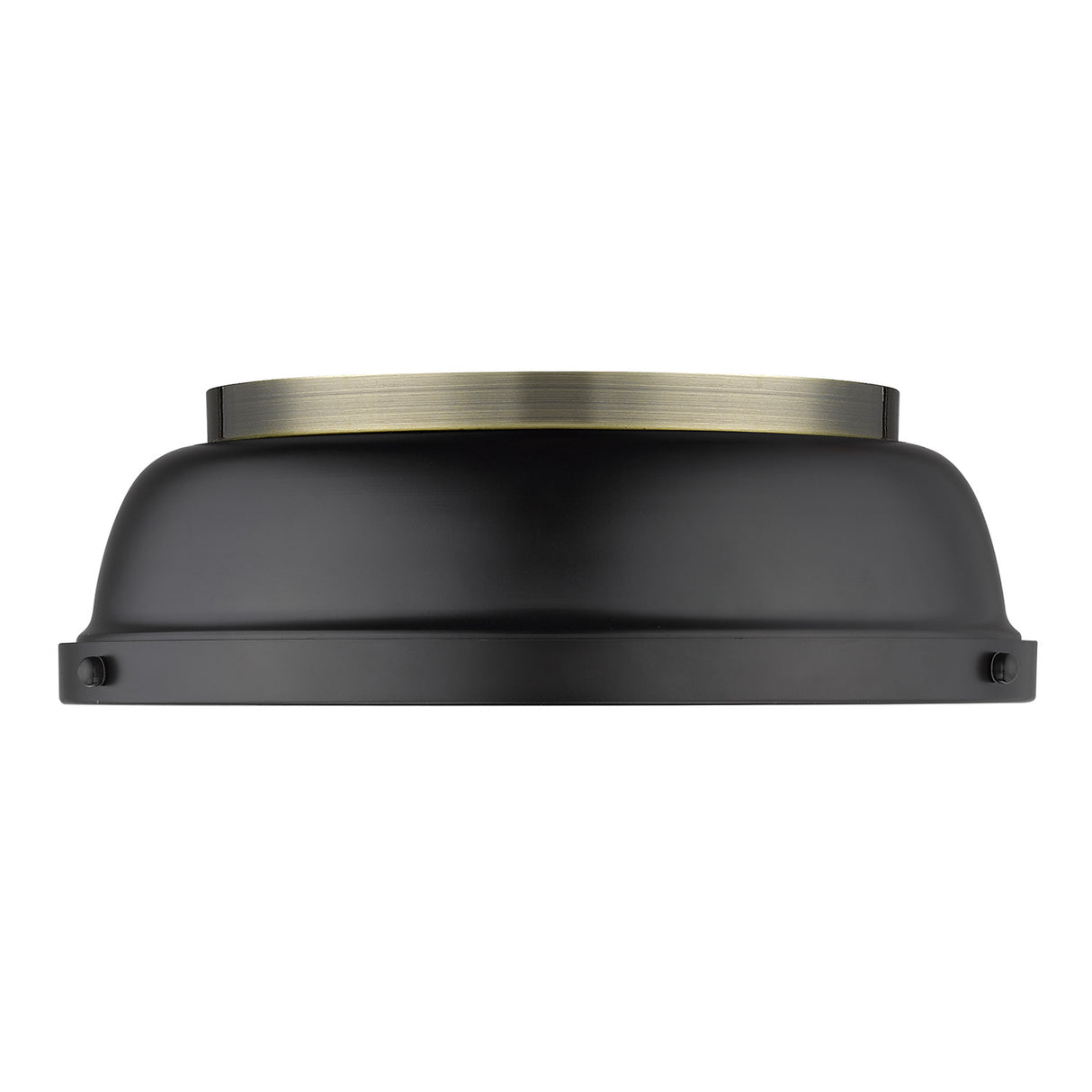 Duncan 14" Flush Mount in Aged Brass with a Matte Black Shade