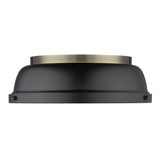 Duncan 14" Flush Mount in Aged Brass with a Matte Black Shade