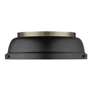 Duncan 14" Flush Mount in Aged Brass with a Matte Black Shade