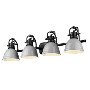 Duncan BLK 4 Light Bath Vanity in Matte Black with Gray Shades Shade