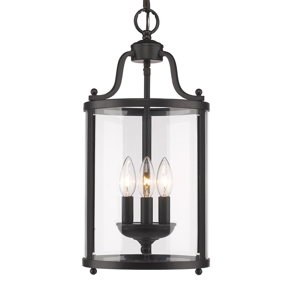 Payton 3-Light Pendant in Matte Black with Clear Glass