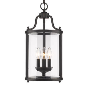 Payton 3-Light Pendant in Matte Black with Clear Glass