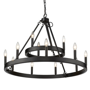 Alastair 2 Tier 3+9 Light Chandelier in Matte Black