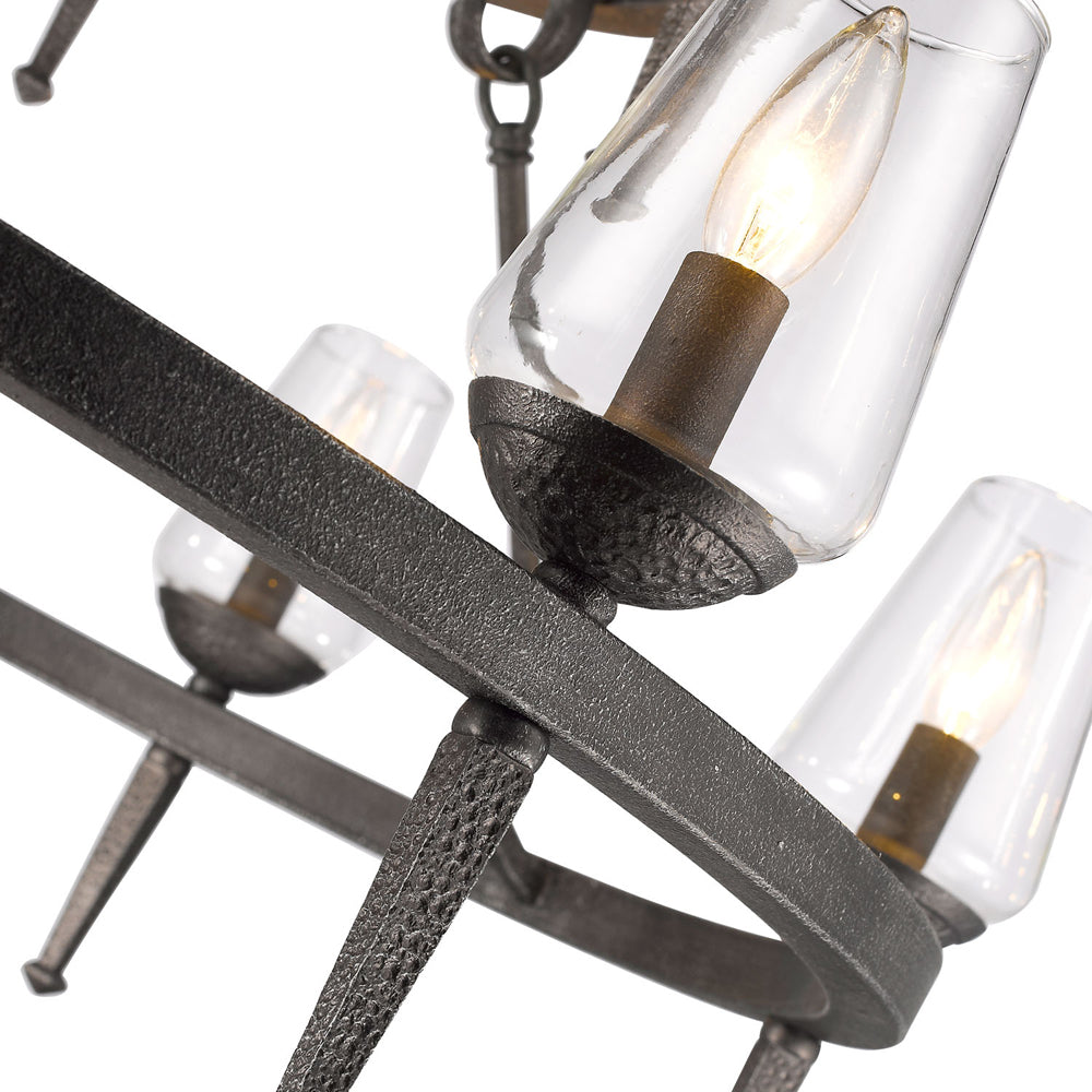Marcellis 2 Tier - 9 Light Chandelier in Dark Natural Iron with Clear Glass