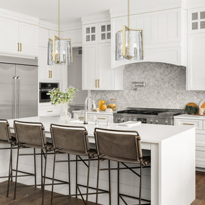 Aenon 3-Light Pendant in Brushed Champagne Bronze with Hammered Water Glass Shade