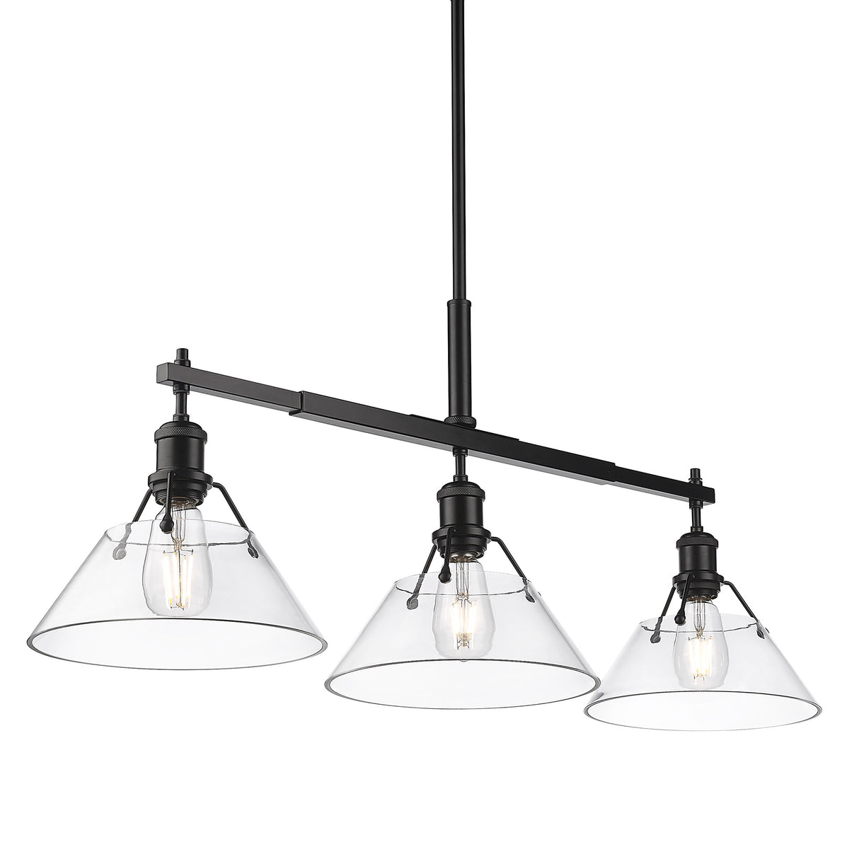 Orwell BLK Linear Pendant in Matte Black with Clear Glass Shade