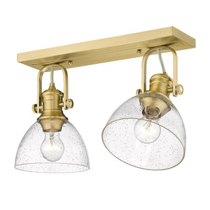 Hines 2 Light Semi-Flush in Brushed Champagne Bronze with Seeded Glass Shades