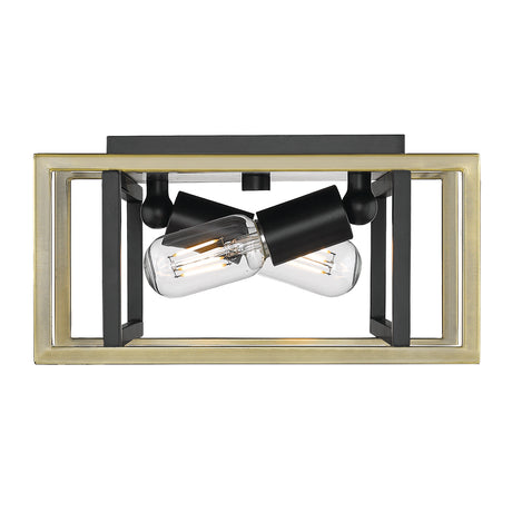 Tribeca Flush Mount in Matte Black with Aged Brass Accents