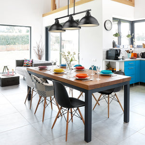 Duncan 3 Light Linear Pendant in Black with a Matte Black Shades