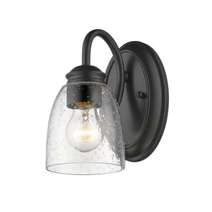 Parrish 1 Light Bath Vanity in Matte Black with Seeded Glass