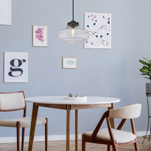 Ingalls Large Pendant in Matte Black with Clear Glass Shade