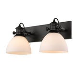Hines 2-Light Semi-Flush in Matte Black with Opal Glass