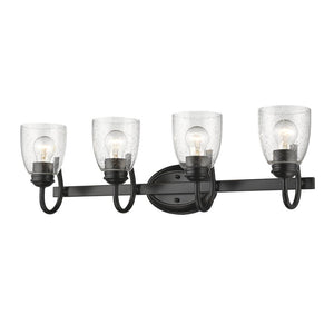 Parrish 4 Light Bath Vanity in Matte Black with Seeded Glass