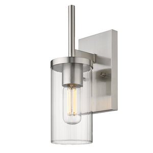Winslett Wall Sconce in Pewter with Ribbed Clear Glas Shade