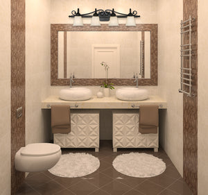 Belle Meade 4 Light Bath Vanity in Rubbed Bronze with Tea Stone Glass