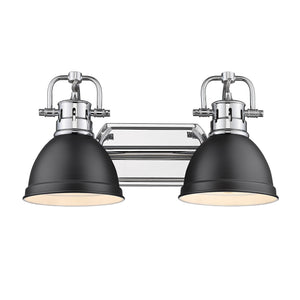 Duncan 2 Light Bath Vanity in Chrome with Matte Black Shades
