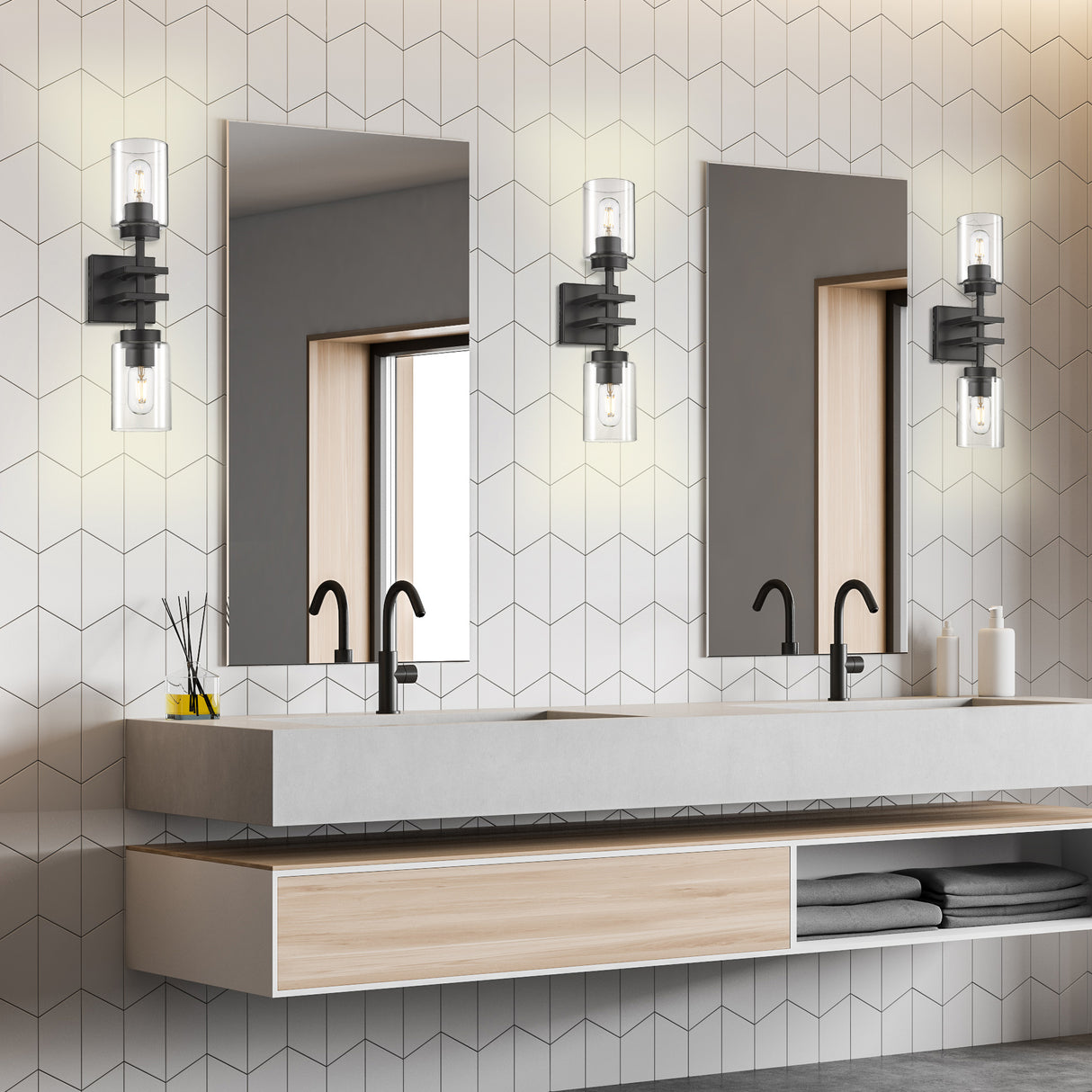 Tribeca 2 Light Wall Sconce in Matte Black