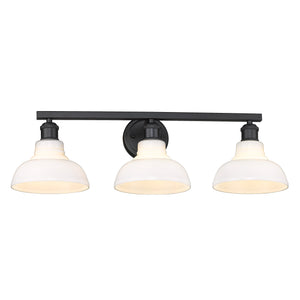 Carver 3 Light Bath Vanity in Matte Black with Vintage Milk Glass