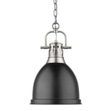 Duncan Small Pendant with Chain in Pewter with a Matte Black Shade