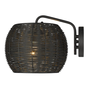 Vail 1 Light Wall Sconce - Outdoor in Natural Black with Black Rattan Wicker Shade
