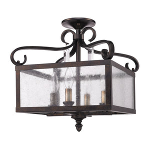 Valencia Semi-Flush (Convertible) in Fired Bronze with Seeded Glass