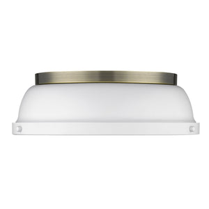 Duncan 14" Flush Mount in Aged Brass with a Matte White Shade