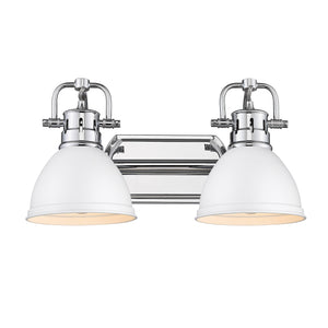 Duncan 2 Light Bath Vanity in Chrome with Matte White Shades