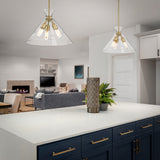 Malta 3 Light Pendant in Brushed Champagne Bronze with Clear Glass Shade