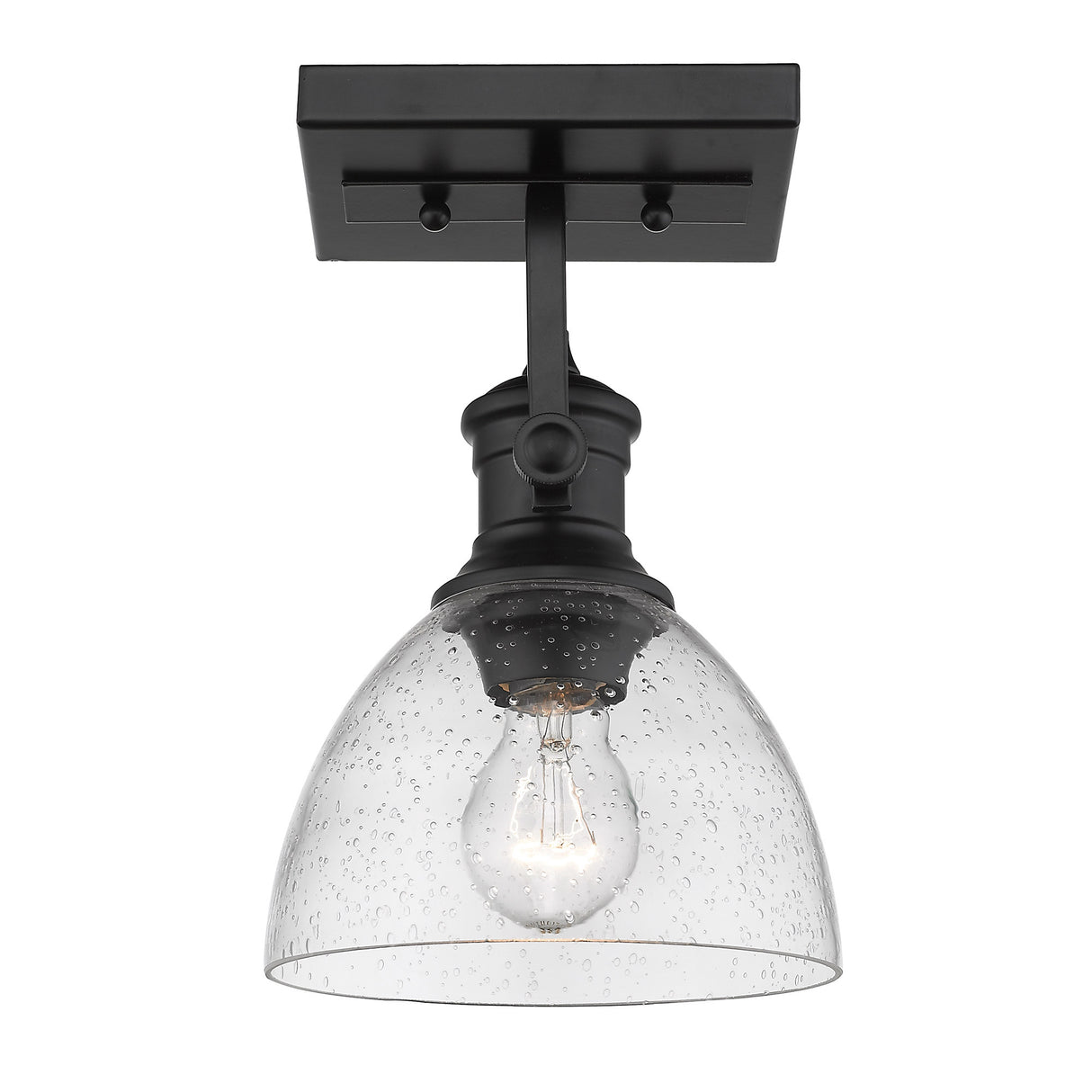 Hines 1-Light Bath Vanity in Matte Black with Seeded Glass