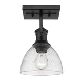 Hines 1-Light Bath Vanity in Matte Black with Seeded Glass