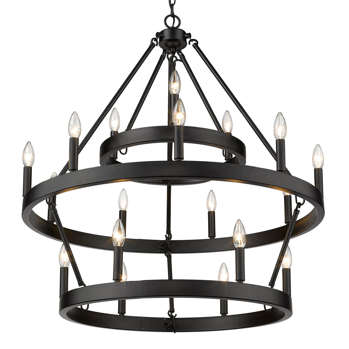 Alastair 3 Tier 3+9+6 Light Chandelier in Matte Black