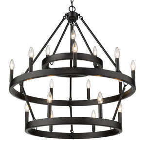 Alastair 3 Tier 3+9+6 Light Chandelier in Matte Black