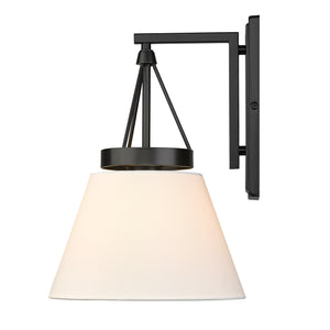 Penn 1 Light Wall Sconce in Matte Black with Modern White Shade