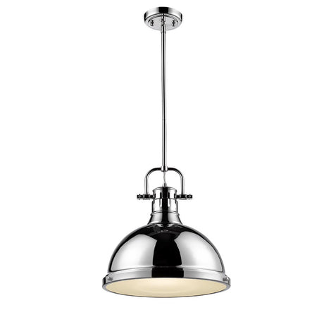 Duncan 1 Light Pendant with Rod in Chrome with a Chrome Shade