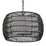 Everly 4 Light Pendant in Matte Black with Modern Black Rattan Shade