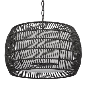 Everly 4 Light Pendant in Matte Black with Modern Black Rattan Shade