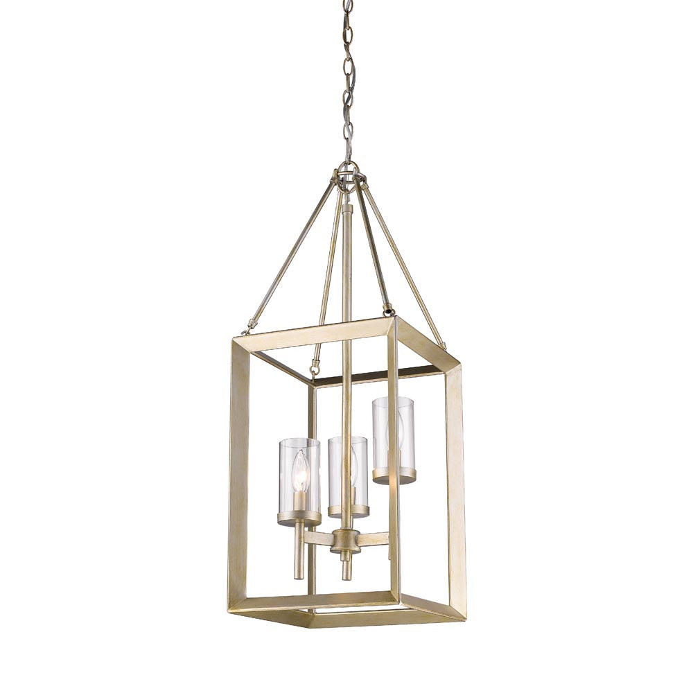 Smyth 3 Light Pendant in White Gold with Clear Glass